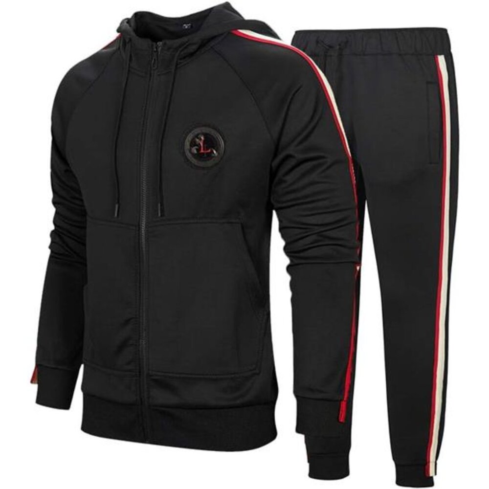 NEW Men's Hooded Athletic Tracksuit Casual Full Zip Jogging Sweat Suits